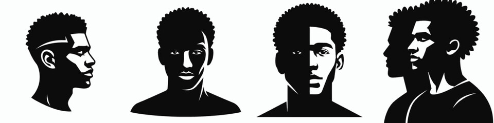The African American Male. Symbol Vector Clip art. Black ethnic gent portraiture cultural identity role heritage potential.