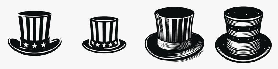 The American Top Hat. Symbol Vector Clip art. Usa formal headwear a nations iconic style vintage elegance heritage.