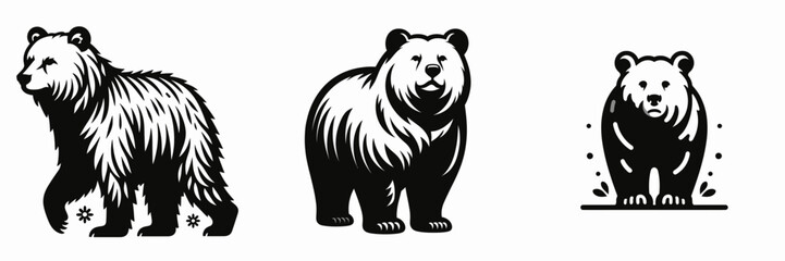 The Bear. Symbol Vector Clip art. Wild grizzly explore untamed nature wilderness wildlife fauna woods creature.