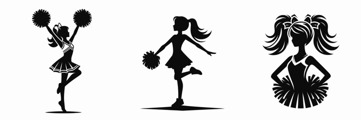 The Cheerleader Girl. Symbol Vector Clip art. Spirited female student in athletic support role displaying youthful pep at event.
