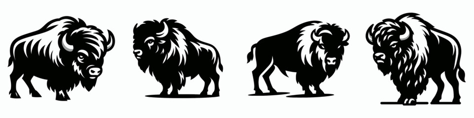 Fototapeta premium The Bison. Symbol Vector Clip art. American buffalo great plains mammal a of wildlife and nature.