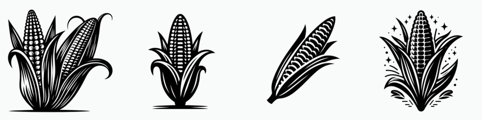 The corn. Symbol Vector Clip art. Maize crop golden grain farming agriculture field product wholesome nutrition.