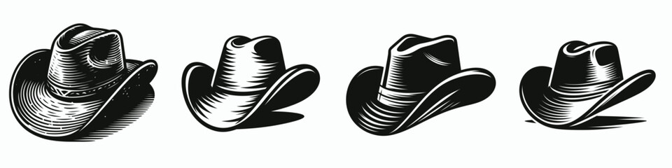 The Cowboy Hat. Symbol Vector Clip art. Western headgear iconic range wear for rustic fashion & adventure appeal.