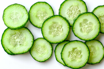 Fresh cucumber slices healthy food photography