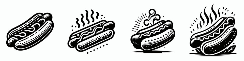 The hot dog. Symbol Vector Clip art. Savory frankfurter a culinary pleasure simple enjoyment of cookout delicacy.