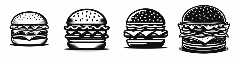 The hamburger. Symbol Vector Clip art. Savory ground beef sandwich grilled patty between buns a tasty culinary creation.
