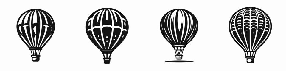 The Hot Air Balloon. Symbol Vector Clip art. Airborne adventure explore landscape with vibrant aerial transport device.