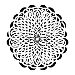 Monochrome lace illustration exhibiting symmetrical interwoven curvilinear design