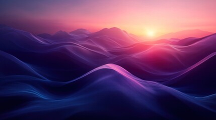 Sunset over Dreamlike Purple Mountains: A Serene Landscape