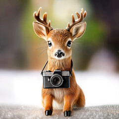 venado, ciervo, animal, camara, fotografía, fotógrafo, caribú, mamífero, vector, aislada, dibujos animados, inhospitalario, fauna, ilustración, bambi
