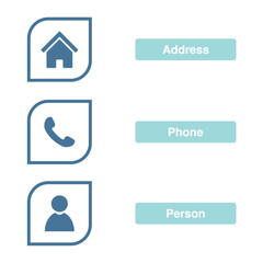 phone, people and address icons on transparent background