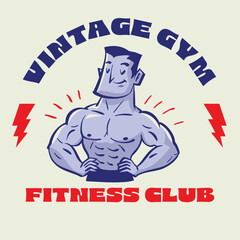 Naklejka premium Vintage Bodybuilder Gym Doodle Design