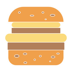 Hamburger icon. Fast food. A classic cheeseburger with a thick beef patty