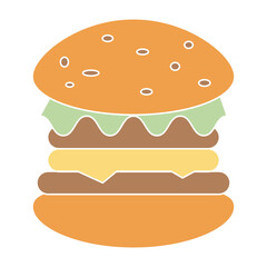 Hamburger icon. Fast food. A classic cheeseburger with a thick beef patty