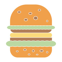Hamburger icon. Fast food. A classic cheeseburger with a thick beef patty