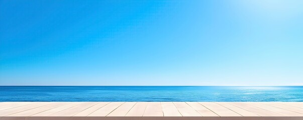 Obraz premium Minimalist Horizon Line Splitting Sea and Sky in Peaceful Serenity