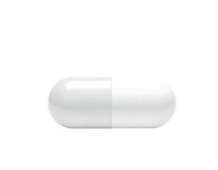 White Capsule Pill Isolated on Transparent Background