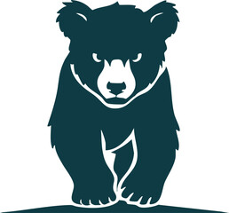 Teal Cartoon Bear Walking Forward - Digital Art Illustration