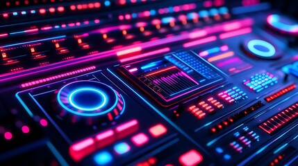 Obraz premium Futuristic control panel glowing with vibrant colors