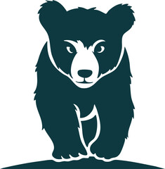 Teal Cartoon Bear Walking Forward - Digital Art Illustration