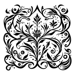 Obraz premium Elaborate black and white floral pattern with swirling motifs for graphic design