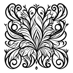 Intricate symmetrical flourish design creates a visually stunning ornamentation element