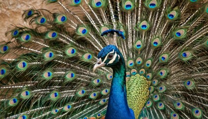 Fototapeta premium Majestic Peacock Displaying its Vibrant Plumage