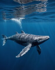 Fototapeta premium Majestic Humpback Whale Underwater Grace