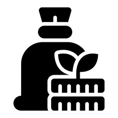 growing money glyph icon with saving investment plan