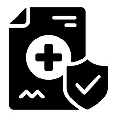 Obraz premium document glyph icon with shield for insurance policy