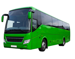 A green tour coach bus