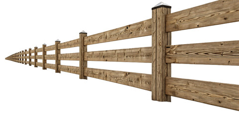 Obraz premium Straight View of a Wooden Fence with Natural Grain on White Background PNG