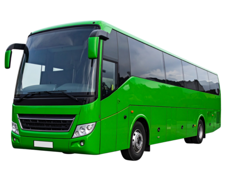 A green tour coach bus
