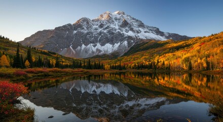Fototapeta premium Mountain lake autumn reflection