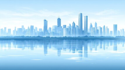 Abstract futuristic metropolis cityscape reflected in crystallin