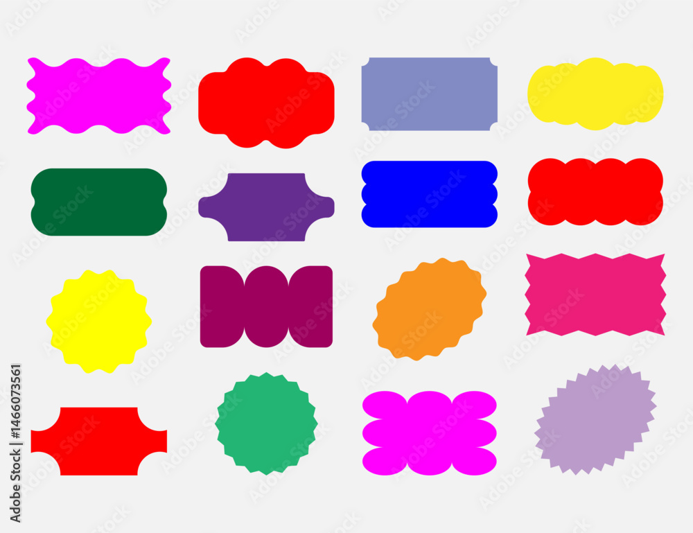 Fototapete retro badges y2k. zig zag wavy shape frames. abstract geometric shapes groovy retro. funky geometric