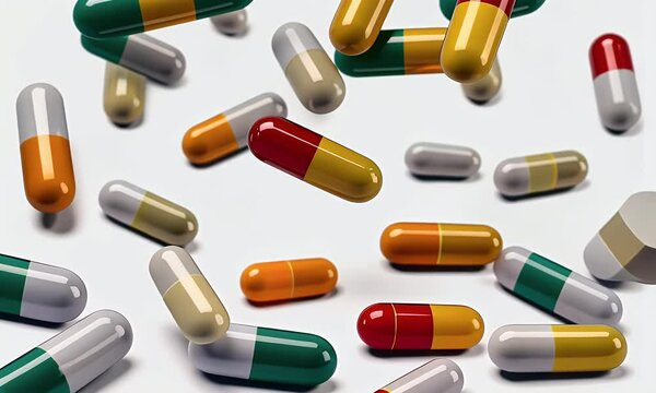 Colorful Capsules Floating in Motion