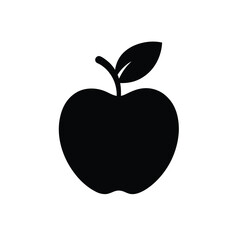  apple with leaf silhouette icon vector