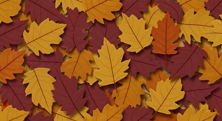 Fototapeta premium Autumn Leaves Background: Orange, Brown, and Red Foliage Pattern
