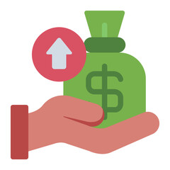 money bag flat icon for expense and spending hand