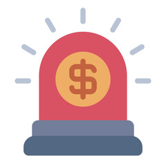 alert light flat icon showing emergency fund cash