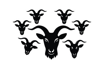 Goat Head Silhouette Vector Design
