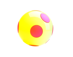 3D Cartoon Sphere with Red and Pink Dots