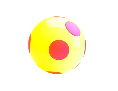 3D Cartoon Sphere with Red and Pink Dots