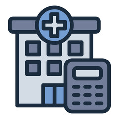 Obraz premium clinic building filled line icon with healthcare budget tool