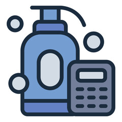 soap bottle filled line icon with personal care budget calculator