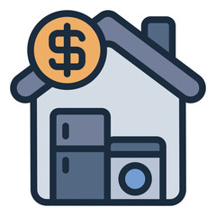furniture filled line icon for household expense and savings tracker