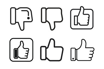 Like and dislike icons set. Thumbs up and thumbs down Vector set