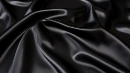 Fototapeta premium Luxurious black satin fabric drapes, studio shot