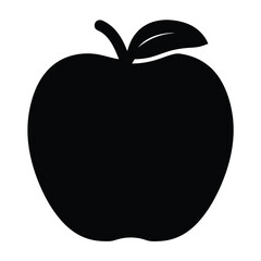 apple vector silhouette icon, black and white illustration of food.